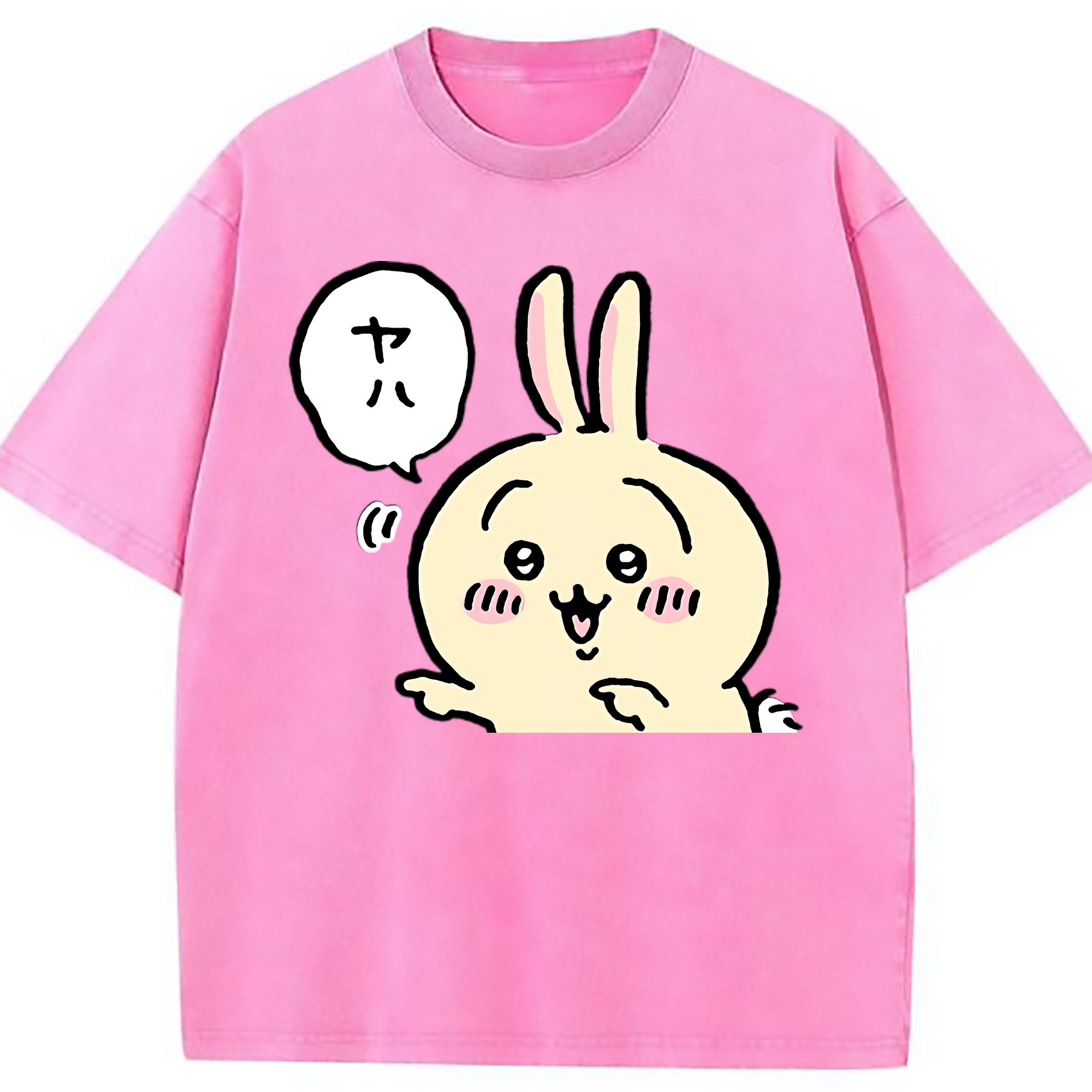 （画像用） ちいかわ うさぎ Chii-kawa usagi 綿100% ヴィンテージ風 半袖Tシャツ（フロントプリント）